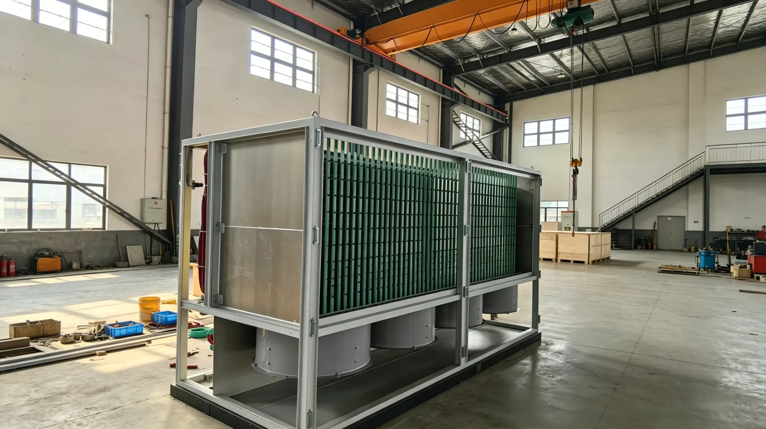 Precision load bank components prepared for manufacturing inspection