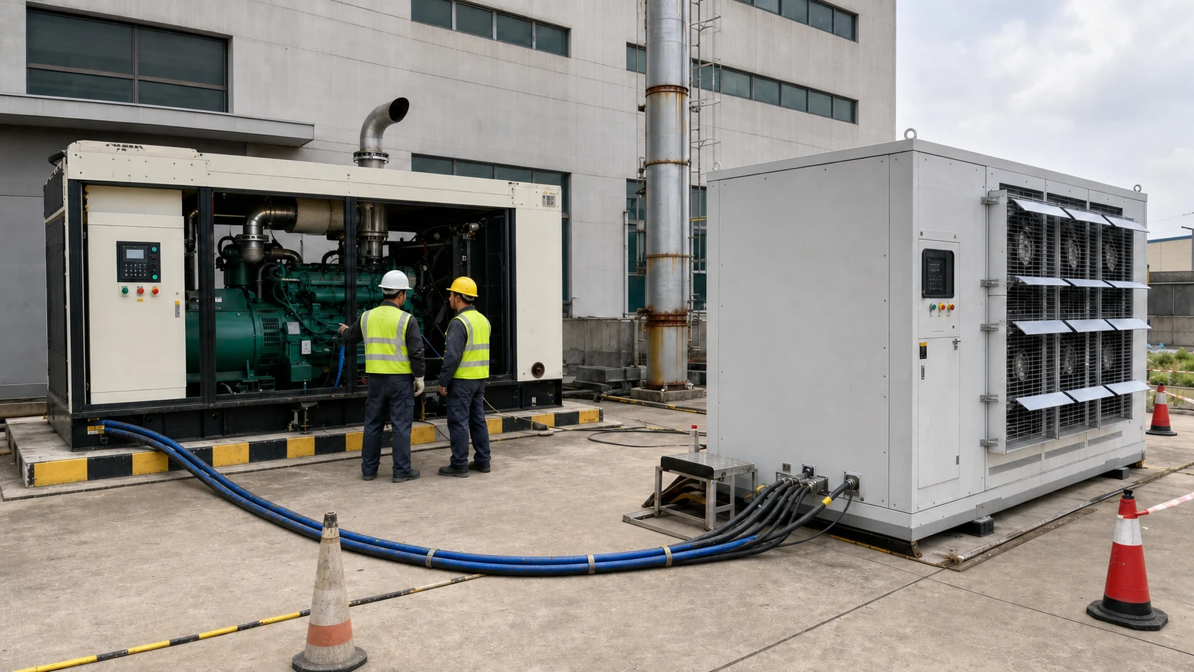 Generator load bank testing for standby diesel generator commissioning
